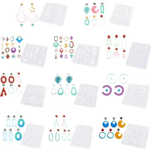 11 Sets Silicone Casting Epoxy Molds For DIY Resin Earrings Jewelry Findings Tools Moulds Uv Epoxy Handmade Artcraft Making