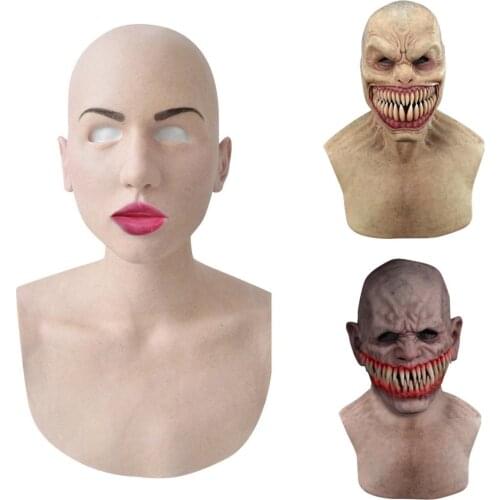 Halloween Funny Toys Mask Creepy Wrinkle Face Mask Latex Cosplay Party Props Full Head Masks For Costume Party Toys For Adults
