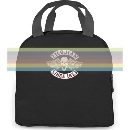 Zildjian Cymbal Biker Skull Black SMALL women men Portable insulated lunch bag adult student