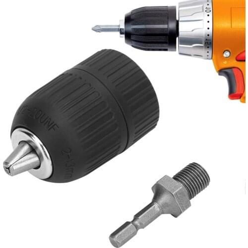 2.0-13MM 1/2-20UNF Keyless Drill Chuck 1/4 Hex Connecting Rod Plastic Casing Connecting Rod Adapter Impact Hex Shank Drill