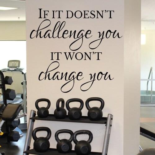 Gym Design Fitness Club Wall Sticker Quotes Changllenge and Change You Vinyl Wall Decals Motivation Wall Decor Murals Decal Z806