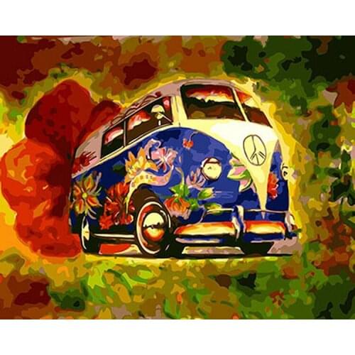 Frameless painting by numbers diy picture oil painting on canvas for home decor animal painting 4050 bus