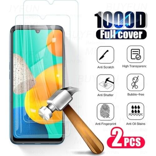 2pcs full cover tempered glass for samsung galaxy m32 m 32 2021 sm-m325f/ds 6.4'' smartphone screen protectors cam film sklo 32a