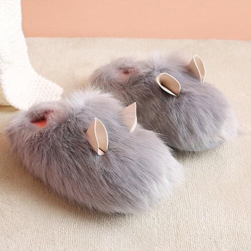 Winter slippers cute cartoon warm plush house slippers women Fluffy Soft Furry Slides Non Slip home Guinea pig slippers indoor
