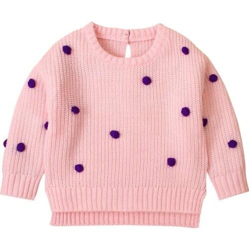 Winter Warm Kids Outerwear Autumn Clothes Kids Casual Sweater Baby Girl Plush Ball Design Knitted Outerwear Clothes New