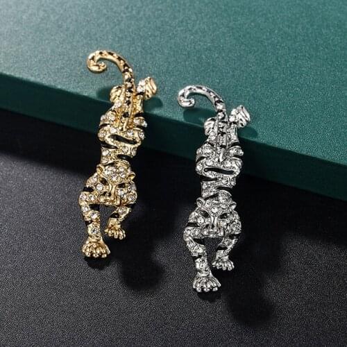1PC New Vintage Rhinestone Tiger Brooch Pins For Women And Men Child Animal Brooches Wedding Party Clothes Decoration Gifts