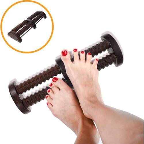 1pc Foot Massager Roller Wooden Wheel Massager Foot Point Acupuncture Massager (Coffee)