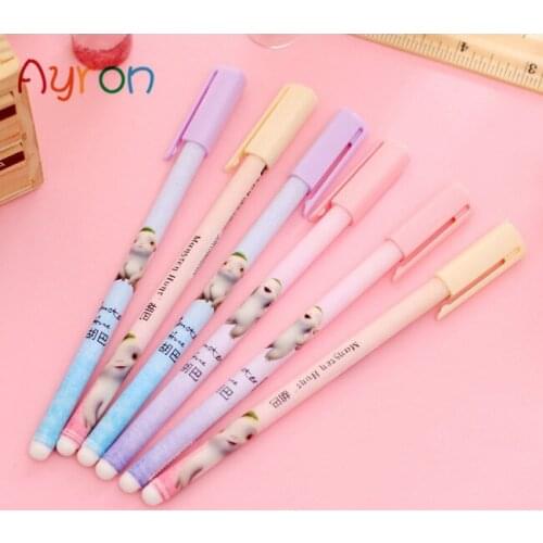 1 pcs Kawaii Novelty Rubber erasable cartoon ball pen pen creative gel pen school office supplies free shipping