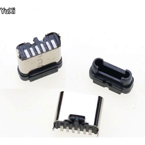 YUXI 10-100Pcs TYPE-C Connector on Board 6P Vertical Sticker 6.8MM 180 Degree Vertical Sticker High-speed USB-3.1 Female Socket