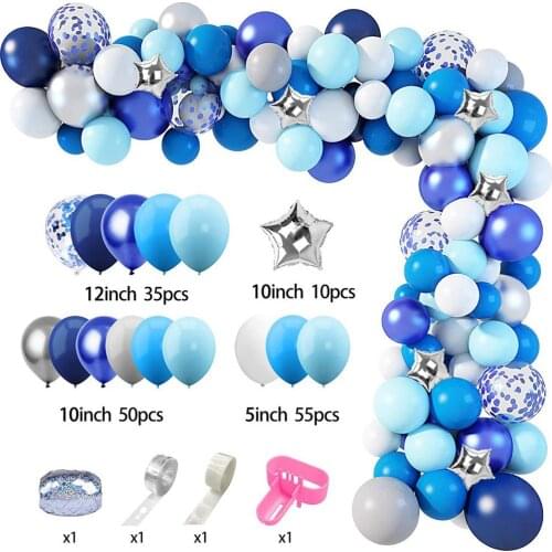 100/144pcs/set Balloon Garland Arch Kit Blue White Latex air Balloons DIY Wedding Birthday Party Decor Ballons Garland supplies