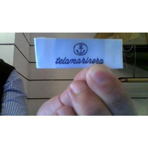 10000 pcs Custom shop name Italic Blue Damask cloth woven label shirt 55 mm * 18 mm