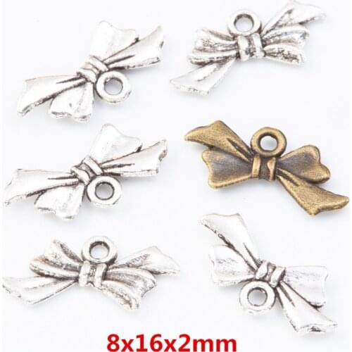 175 pieces of retro metal zinc alloy Bow pendant for DIY handmade jewelry necklace making 7715