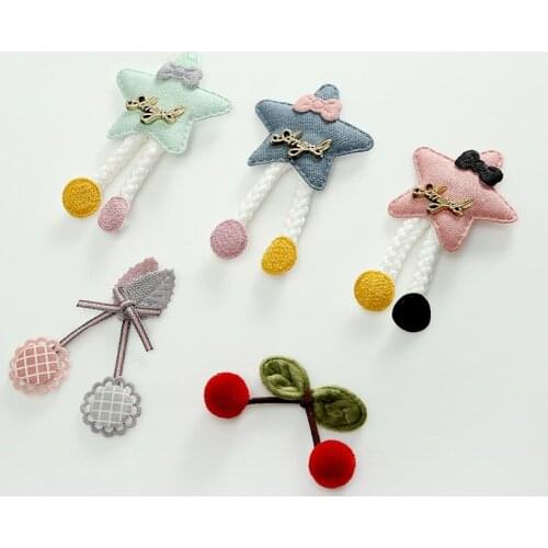 18Pcs/Lot Multi Styles Star Cherry Padded Appliques For Children Headwear Hair Clip Accessories And Garment Decoration Patches