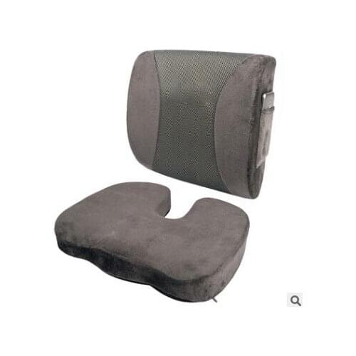 2 In 1 Memory Foam Seat Cushion Back Cushion Slow Rebound Waist Support Set for Home Office Health Care Chair Pad
