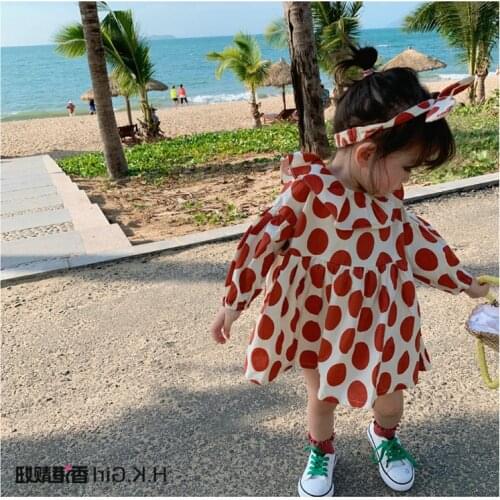 2020 Spring Elegant Girls Dresses Cute Baby Girls Dot Dresses Long Sleeve Kids Princess Spring Dresses for Girls, #8458