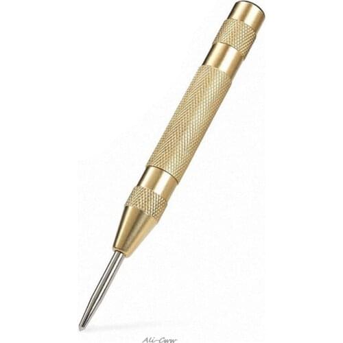 4X7B New 5'' Automatic Center Pin Punch Spring Loaded Marking Starting Hole Tool Gold