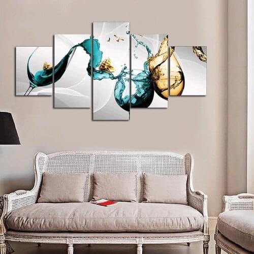 Wine Glass Drink Decoration Painting Wall Picture No Frame Living Room Home Decoration Bar Wall Art Posters and Prints 5 Pcs
