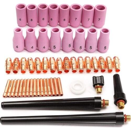 53Pcs TIG Collets Bodies Alumina Cup Assorted Size Fit SR WP 9 20 25 TIG Welding Torch