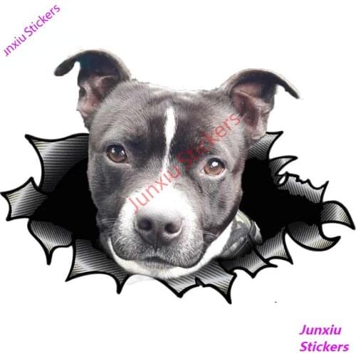 American Staffordshire Terrier Car Sticker Torn Metal Decal JDM Bumper Camper Trunk Decor 3D Motorcycle Exterior PVC13x9cm