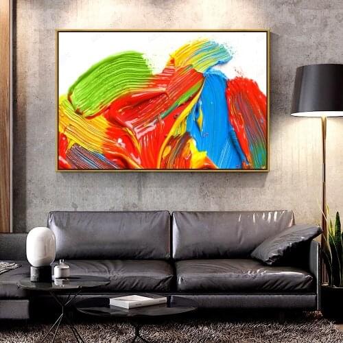 Artcozy Oil Canvas Painting paint_strokes_multi-colored_white_background For Home Decoration Wall Art
