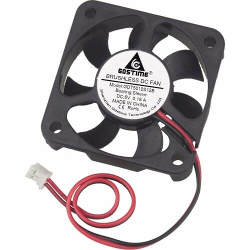 Gdstime 5 Pcs 50mm x 10mm DC 5V 2Pin PH2.0 Brushless Cooling Fan Cooler 50x50x10mm 5010 7 Blades