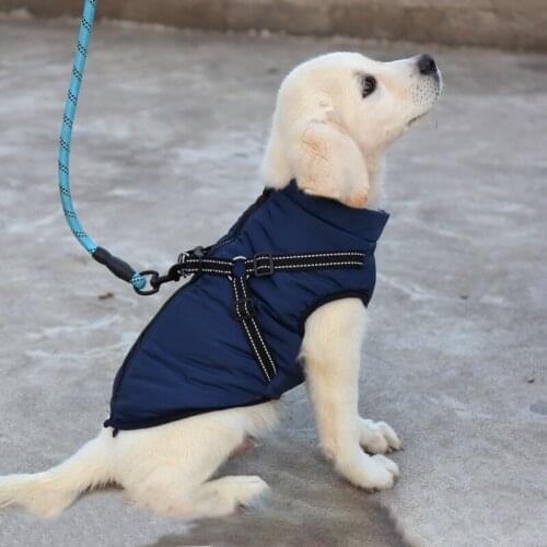 Large Pet Dog Coat With Harness Warm Dog Jacket Clothes Waterproof Big Dog Coat Chihuahua French Bulldog Outfits Winter