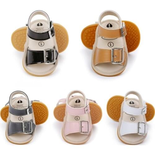 Baby Summer Shoes Newborn Infant Baby Girls Boys Sandals Non-slip PU Leather Solid Toddler First Walkers Soft Sole Flat Shoes