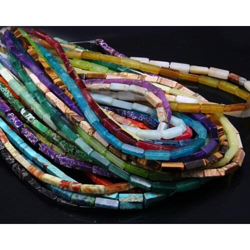 30Pcs/strand Natural Stone Beads Rectangle Semi-precious Stone For Jewelry Making DIY Necklace Bracelet Handiwork Accessory