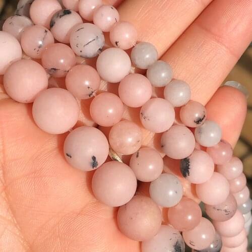 Natural Matte Pink Sunstone Beads Smooth Loose Spacer Beads For Jewelry Making 6/8/10mm 15'' Pick Size DIY Bracelet&Necklace
