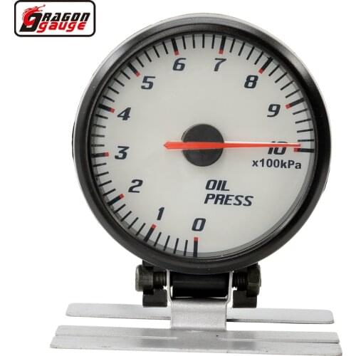 Dragon Gauge 60mm White panel Blue Backlight Racing car Modified Oil Pressure Gauge Meter with Sensor 0-1000 Kpa Free Shipping