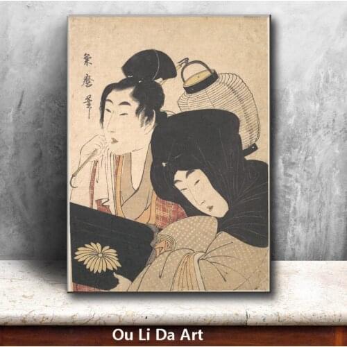 Classical Japan kimono women lantern oil painting canvas painting printings printed on canvas wall art decoration picture