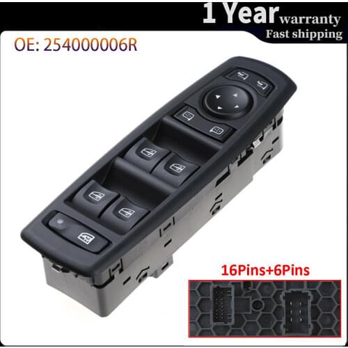 Master Power Window Lifter Control Switch Console 254000006R Car Accessories For Renault Megane Laguna Fluence 2008-2016