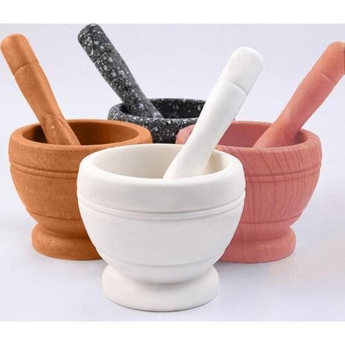 Resin Mortar Pestle Set Grind Herbs Spices Grains Pepper Mixing Grinding Crusher Bowl Kitchen Tools Household Masher