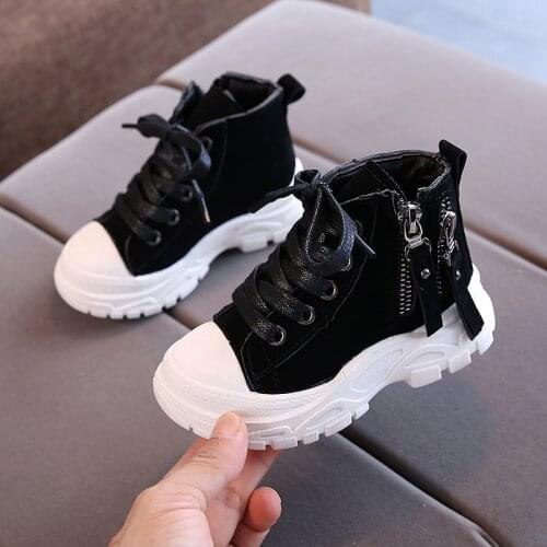 2020 New Girls Single Boots Fashion Snow Boots Waterproof Martin Boots Flats Sneakers Hot Winter Pu Leather Boy Shoes D817
