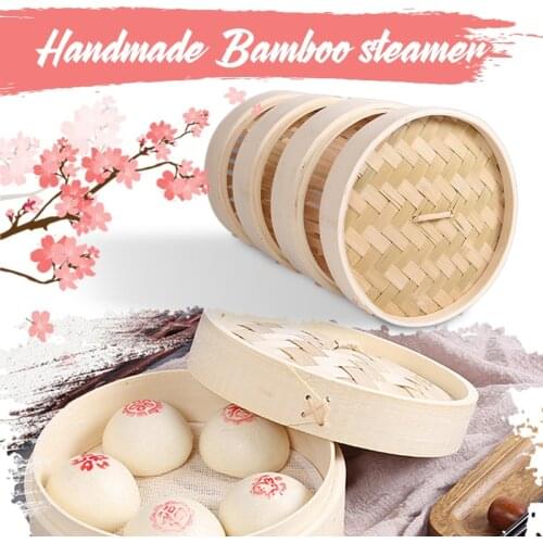 15/18/21cm Chinese Dumplings Bamboo Steamer Cooker with Lid Dimsum Steamer Fish Rice Vegetable Basket Kitchen Cooking Tools