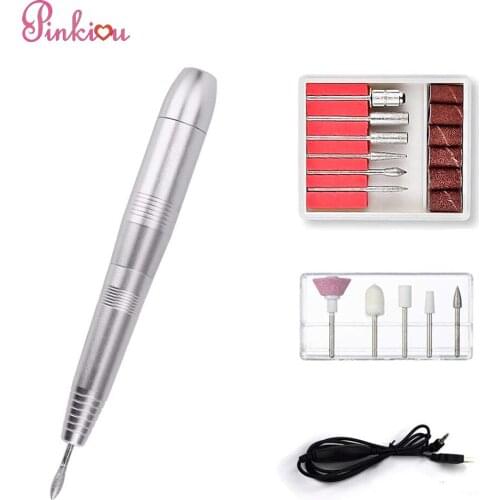 Pinkiou Portable Electric Nail Drill Manicure Nail Polishing Tool Nail Files Instrument Set with Drill Bit Acrylic Gel Remover