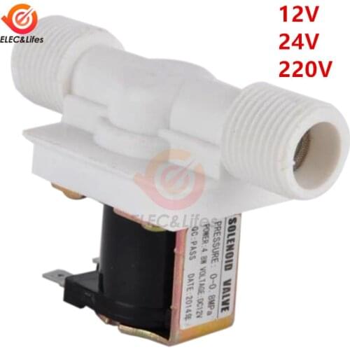 1/2" Plastic Solenoid Valve 12V 24V 220V Magnetic Washing Machine Dispenser Drinking Water Pneumatic Pressure Controller Switch