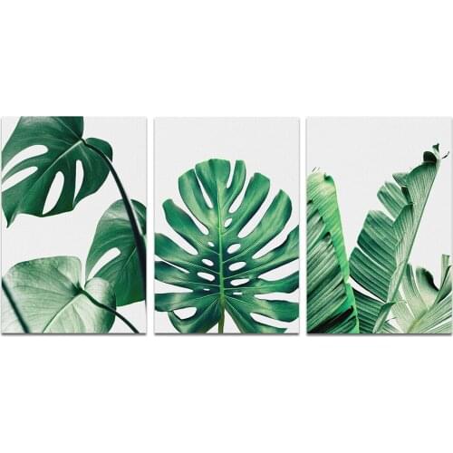 Banana Leaf Monstera Botanical Art Painting, Modern Minimalist Posters Wall Decor, Set of 3 Tropical Prints, Unframed