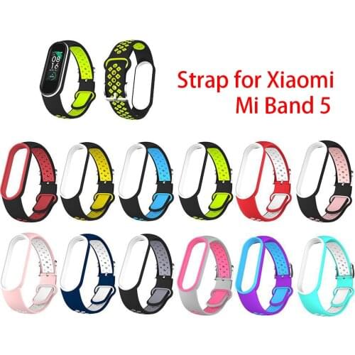 Strap For Mi band 5 4 3 Strap breathable bracelet for mi band 4 3 bracelet miband 3 4 sport strap for XiaoMi mi band 3 4 5 Strap