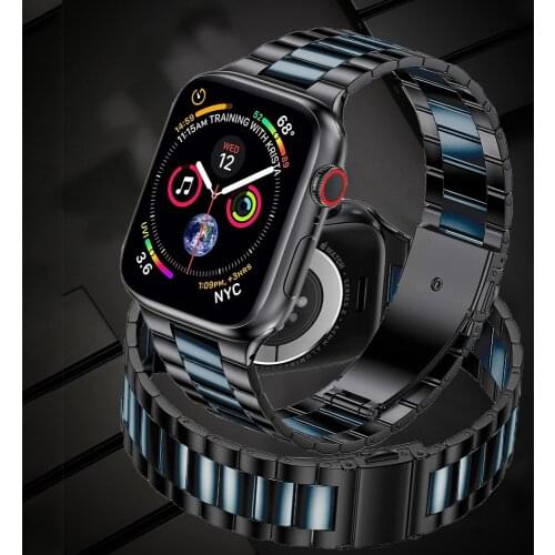 Ultra thin classic correa for apple watch 4 5 6 se band 44mm 40mm for iwatch 3 42mm 38mm Upgraded Adapter Stainless Steel strap