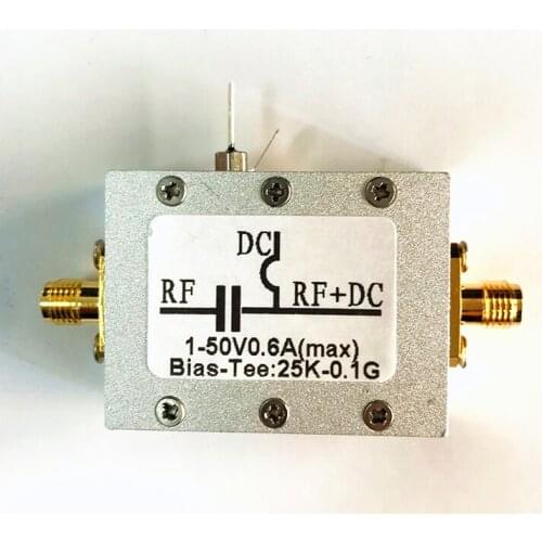 RF DC-blocking Bias Coaxial Feed Bias Tee 25K-100MHz Low Insertion Loss HF AM