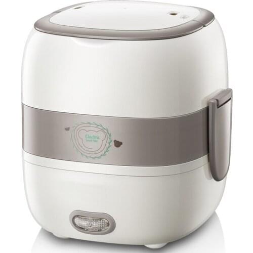 Gray Mini Cooker 270W 1.2 L Double Layer Ceramic Bowl With Vacuum Stick Electric Lunch Box