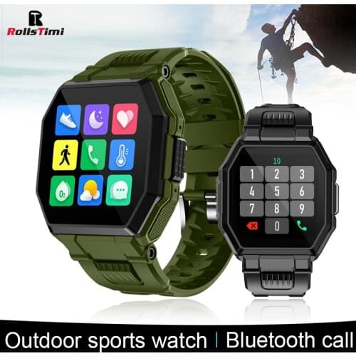 Rollstimi Smart Watch Bluetooth Call Mens Full Touch Sports Fitness Tracker Blood Pressure Heart Rate Smart wristband Music Play