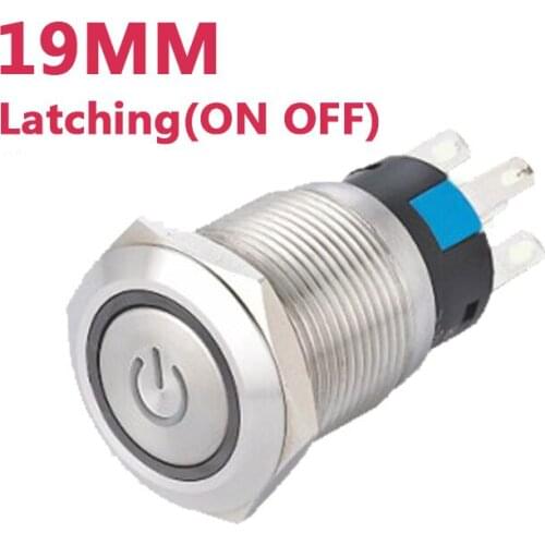 YUESHUN 19mm Light Metal Switches Electrical Equipment Latching Push Button Switch Power Supply Shape illuminated Switches