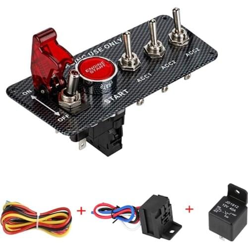 High Quality 12V LED Ignition Switch Panel for Racing Car Engine Start Push Button LED Toggle Switch Carbon Fiber QT313