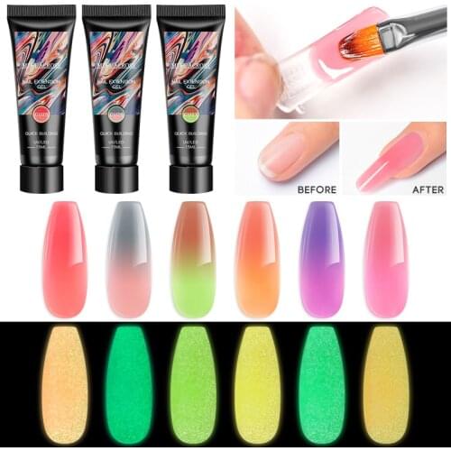 MEET ACROSS 15 ml Luminous Poly Gel Nail Extension Thermal Gel Polish Temperature Color Change Long Lasting Soak Off UV Varnish