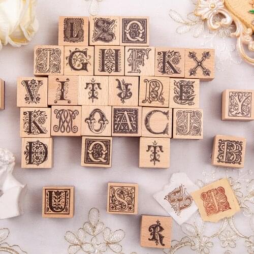 Vintage Letter Series Wood Stamp Alphabet Wooden Rubber Stamps For Scrapbooking Handmade Card DIY Stamp Photo Album Craft