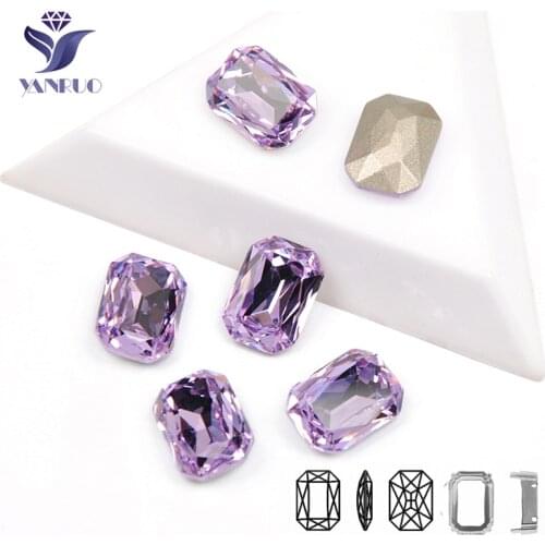 YANRUO 4627 Octagon Violet Sew On Charm Rhinestones Sewing Crystal For Wedding Dress Craft Diamond Stones