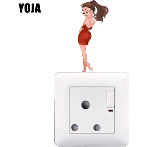 YOJA Sexy Girl In Red Dress Decor Switch Living Room Bedroom Wall Personalized Colored 8SS1304