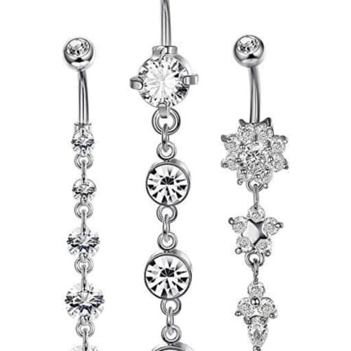 Women Belly Button Ring 3Pieces Pack Stainless Steel Rings Cute Navel Piercings Sets Trend Fine Women Sexy Body Jewelry Piercing